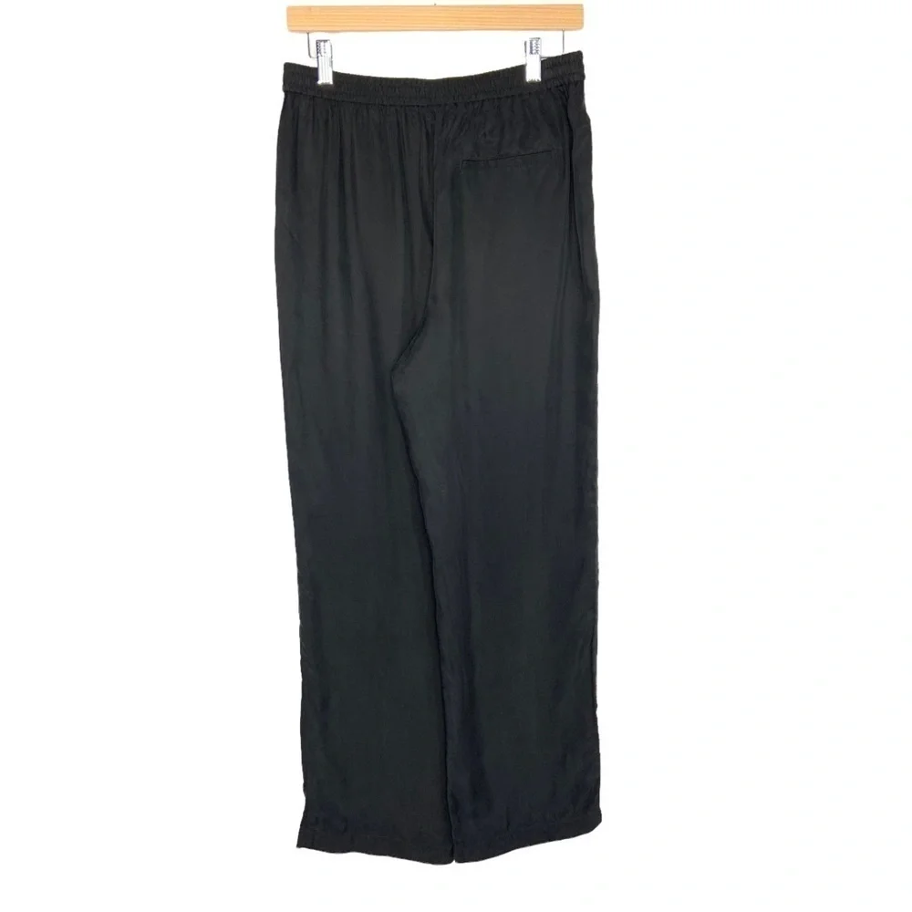 J.Crew Womens Eco Cupro Pull On Crop Pants Sz 4 Tall Black Silky Elastic Waist
